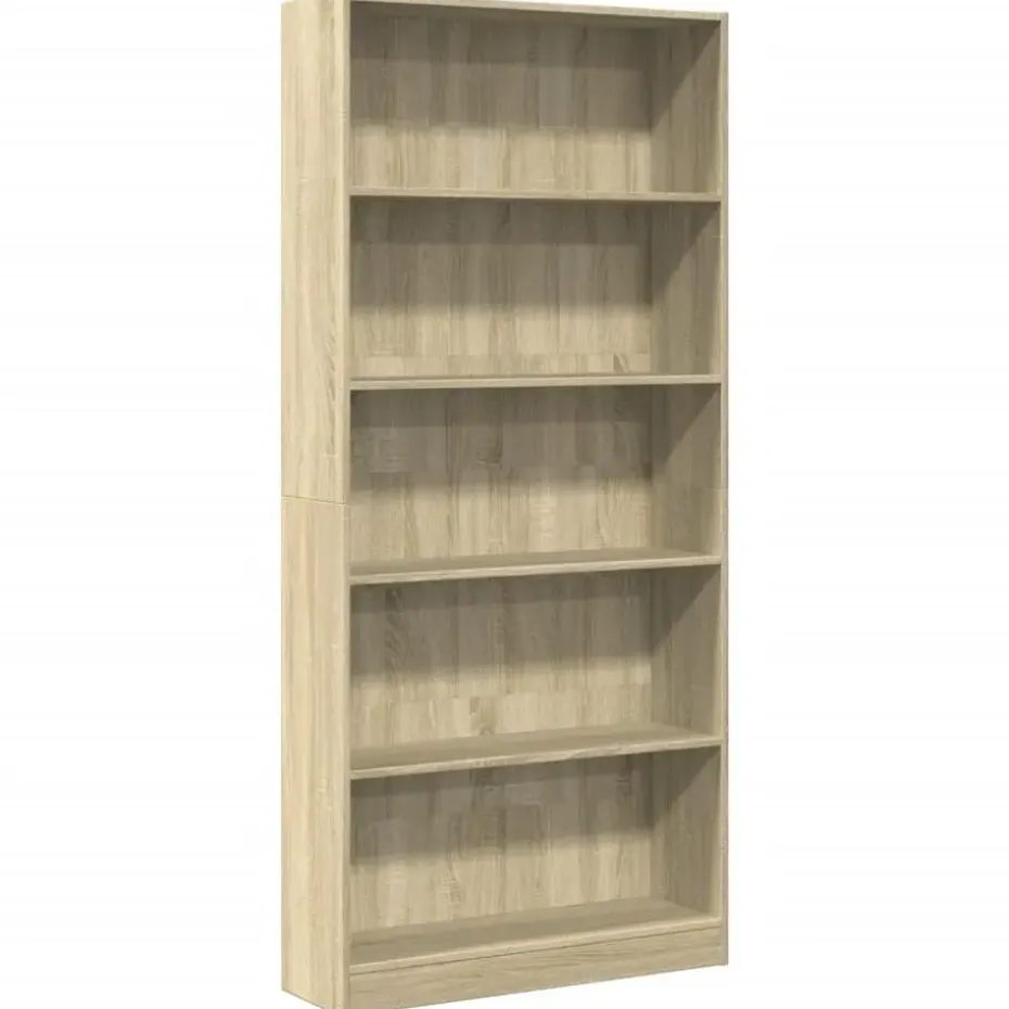 vidaXL - Boekenkast met 5 vakken - Sonoma eiken - Bewerkt hout - 80x24x176 cm