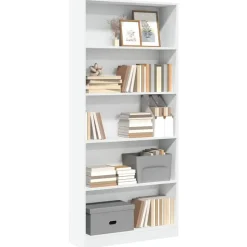 vidaXL - Boekenkast met 5 vakken - Wit - Bewerkt hout - 80x24x176 cm