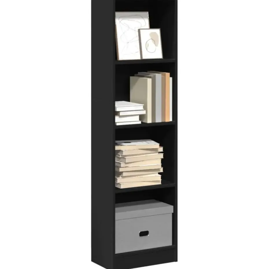 vidaXL - Boekenkast met 4 vakken - Zwart - Bewerkt hout - 40x24x143 cm