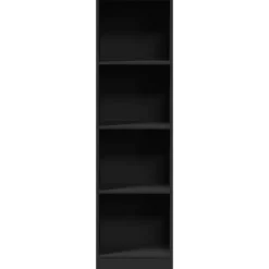 vidaXL - Boekenkast met 4 vakken - Zwart - Bewerkt hout - 40x24x143 cm