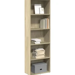 vidaXL - Boekenkast met 5 vakken voor woonkamers - Sonoma eiken - 60x30x189 cm