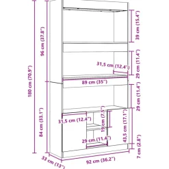 vidaXL - Boekenkast met deuren en 5 vakken - Zwart - Bewerkt hout - 92x33x180 cm
