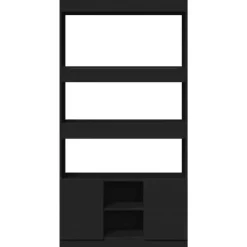 vidaXL - Boekenkast met deuren en 5 vakken - Zwart - Bewerkt hout - 92x33x180 cm