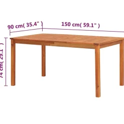 vidaXL - Buiten Eettafel - Bruin - Hout - 150 x 90 x 74 cm