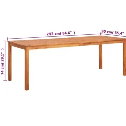 vidaXL - Buiten Eettafel - Bruin - Hout - 215 x 90 x 74 cm