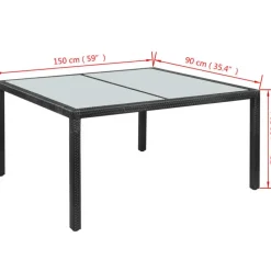 vidaXL - Buiten Eettafel - Zwart - Poly rattan