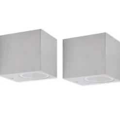 vidaXL - Buitenlamp - Zilver - Aluminium - 6.8 x 9.2 x 8.1 cm - 2 stuks