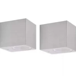 vidaXL - Buitenlamp - Zilver - Aluminium - 6.8 x 9.2 x 8.1 cm - 2 stuks