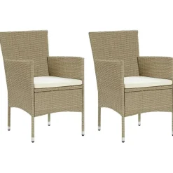 vidaXL - Buitenstoel - Beige - Poly rattan - 2 stuks