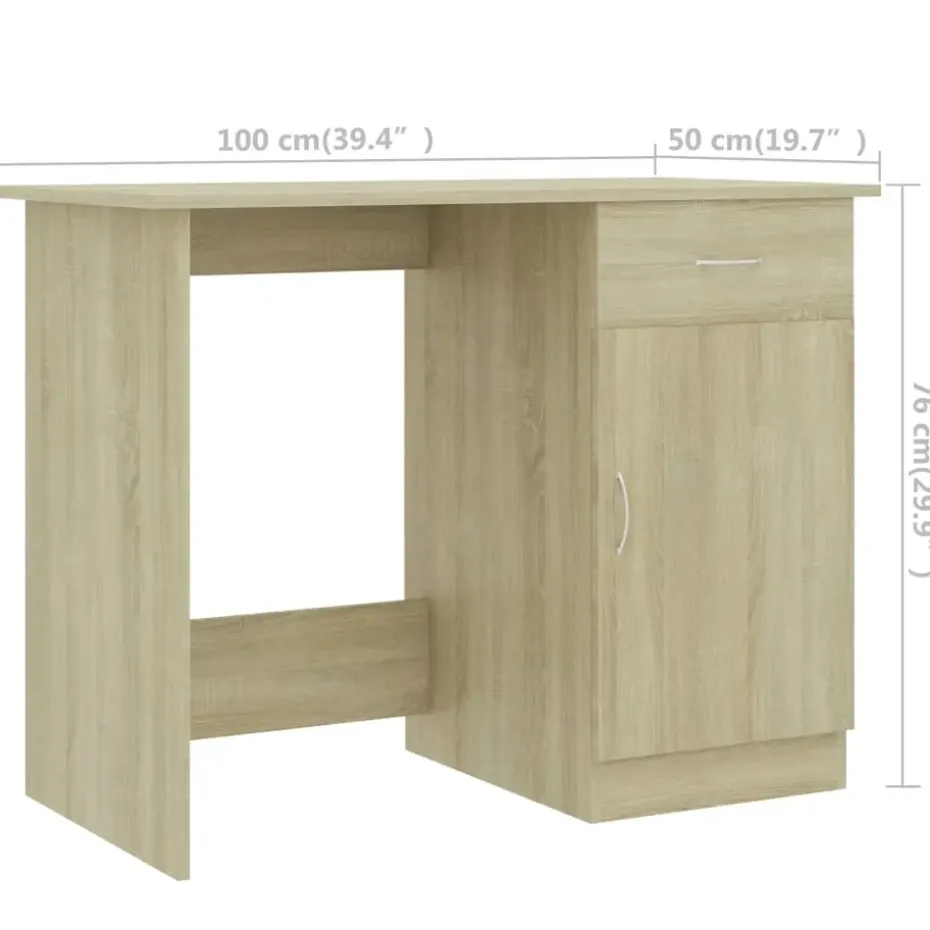 vidaXL - Bureau - Bruin - Bewerkt hout