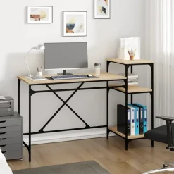 vidaXL - Bureau - Bruin - Bewerkt hout - 135 x 50 x 90 cm