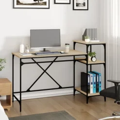 vidaXL - Bureau - Bruin - Bewerkt hout - 135 x 50 x 90 cm