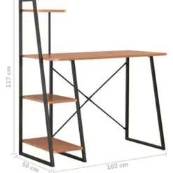 vidaXL - Bureau - Bruin - Bewerkt hout