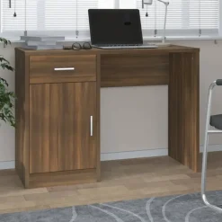 vidaXL - Bureau - Bruin - Bewerkt hout