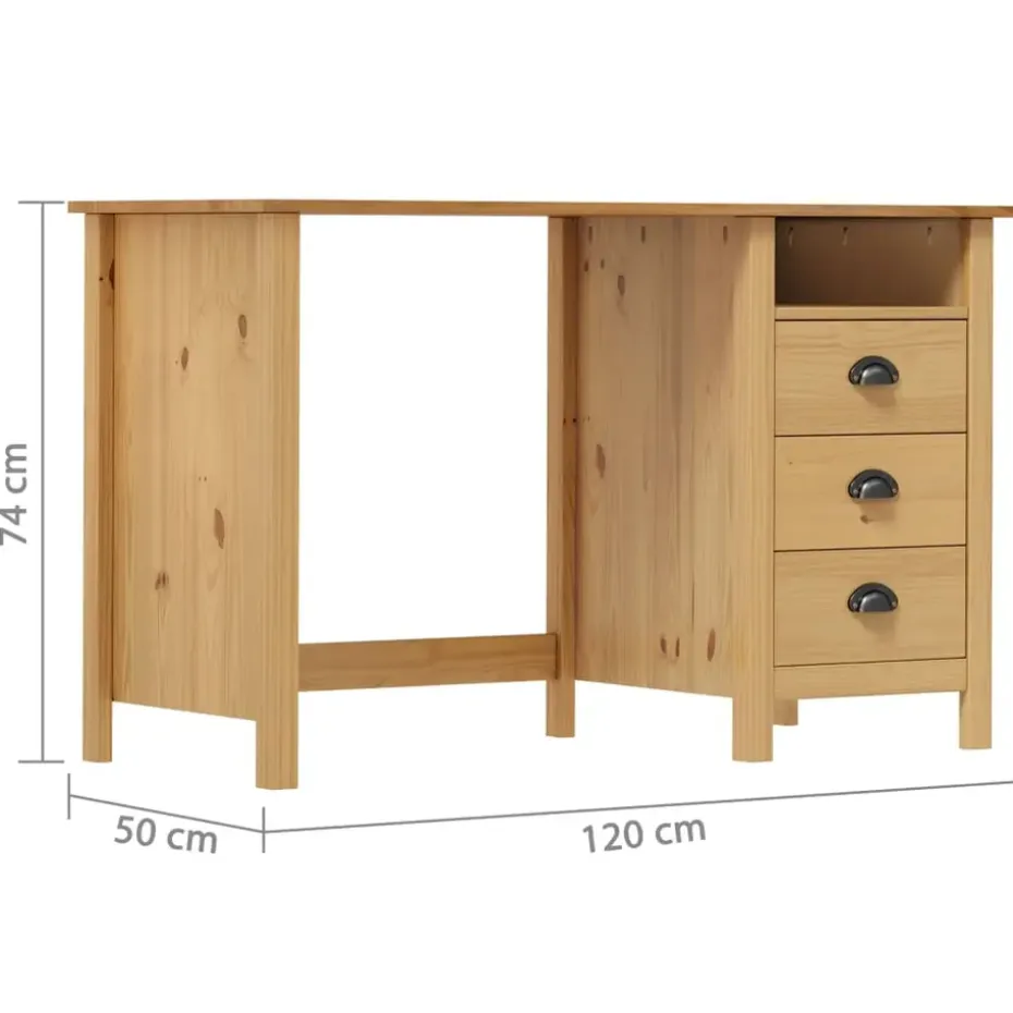 vidaXL - Bureau - Bruin - Grenenhout - 120 x 50 x 74 cm