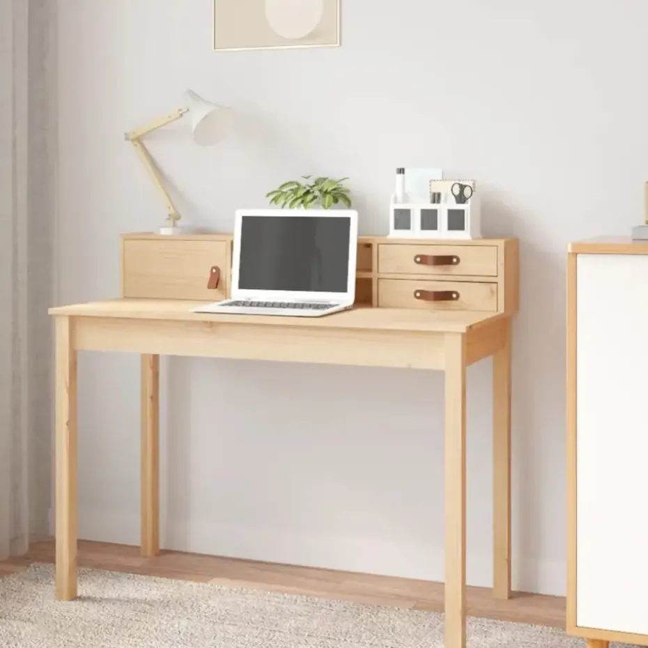 vidaXL - Bureau - Bruin - Grenenhout