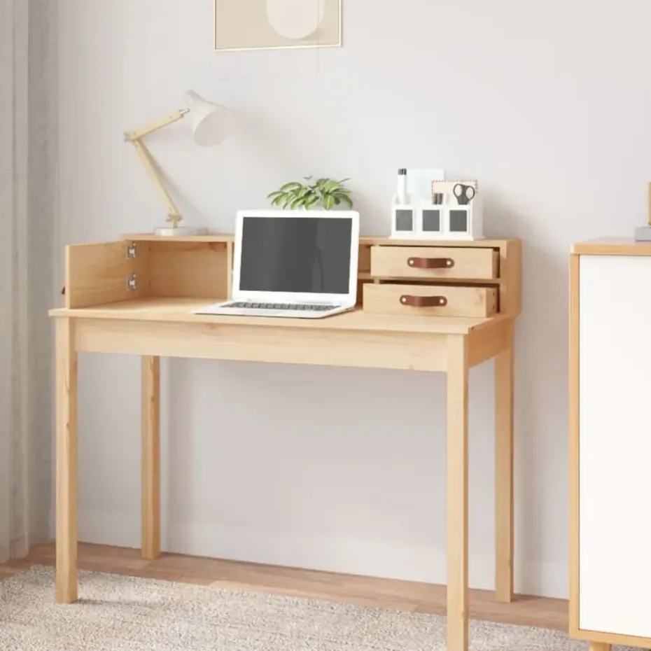 vidaXL - Bureau - Bruin - Grenenhout