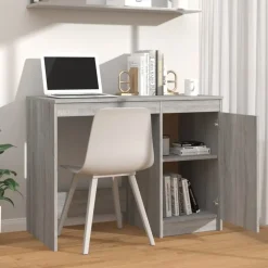 vidaXL - Bureau - Grijs - Bewerkt hout