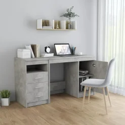 vidaXL - Bureau - Grijs - Bewerkt hout