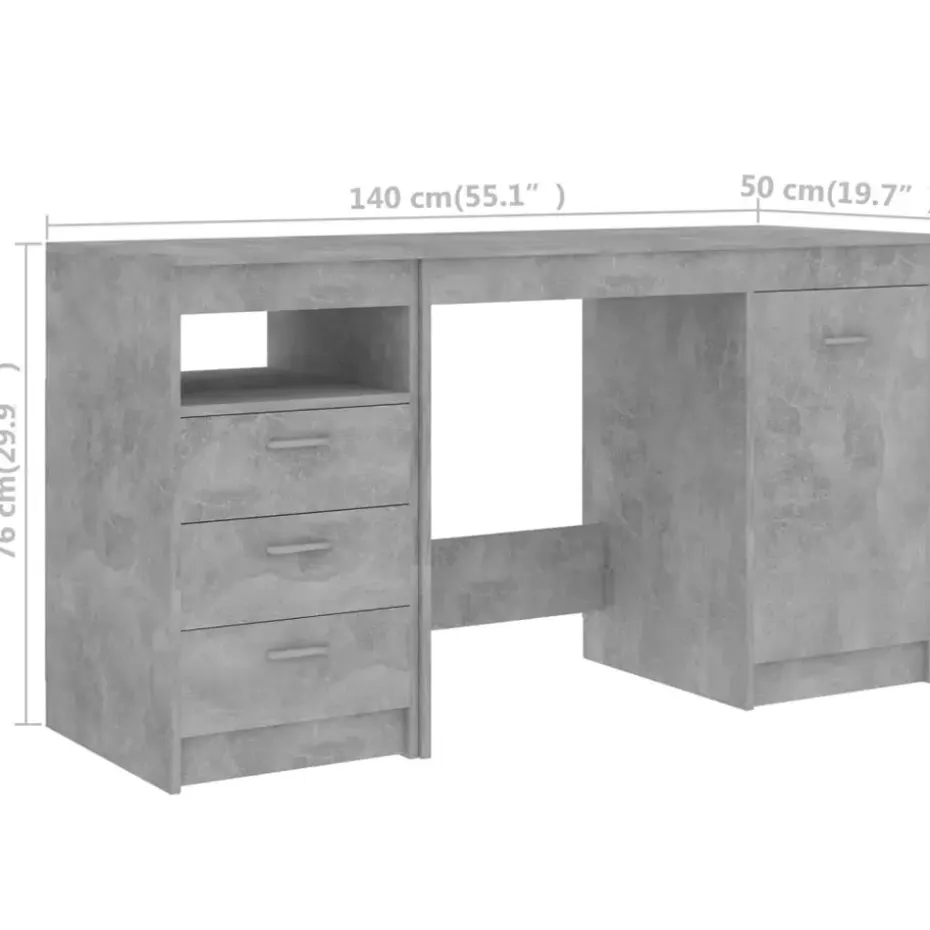 vidaXL - Bureau - Grijs - Bewerkt hout