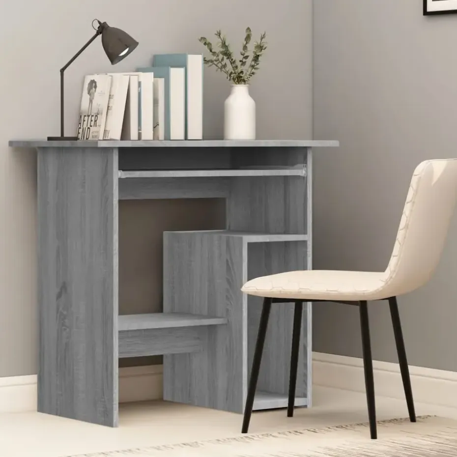vidaXL - Bureau - Grijs - Bewerkt hout