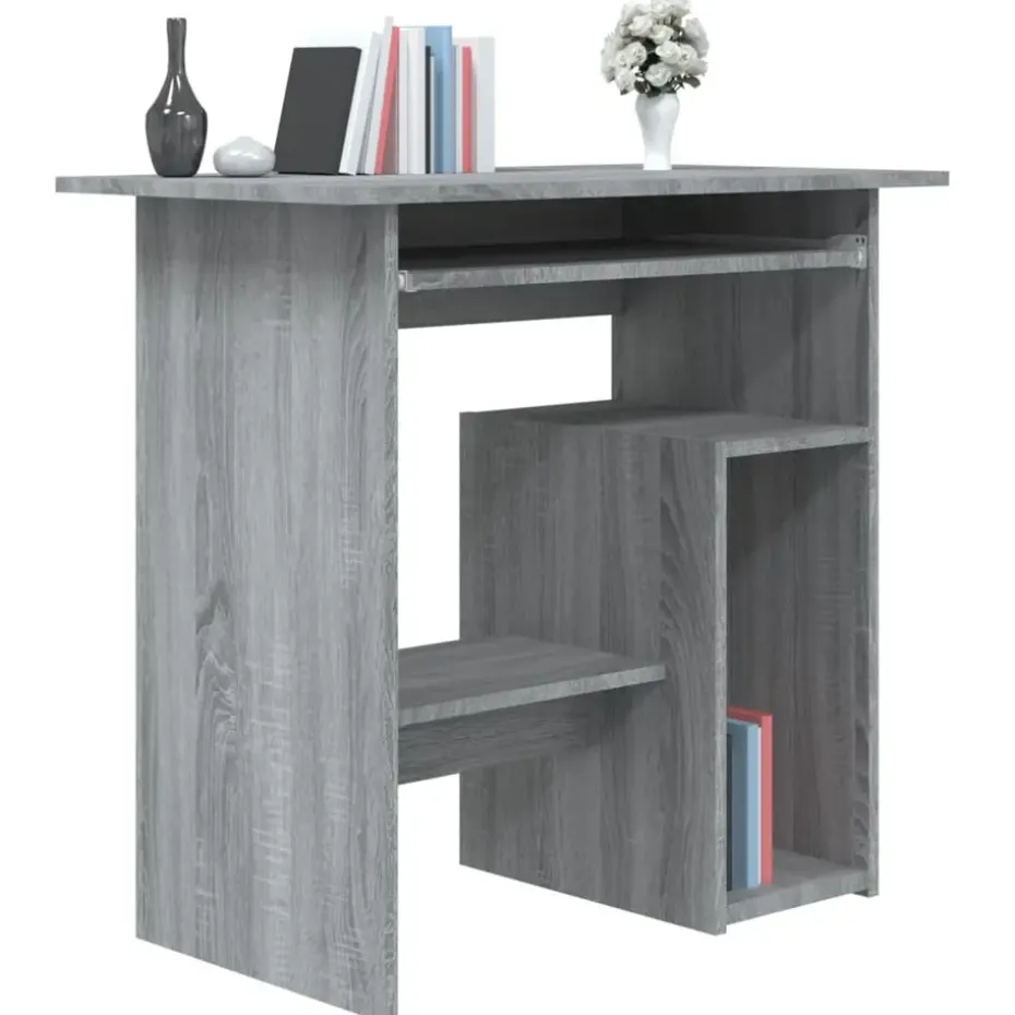 vidaXL - Bureau - Grijs - Bewerkt hout