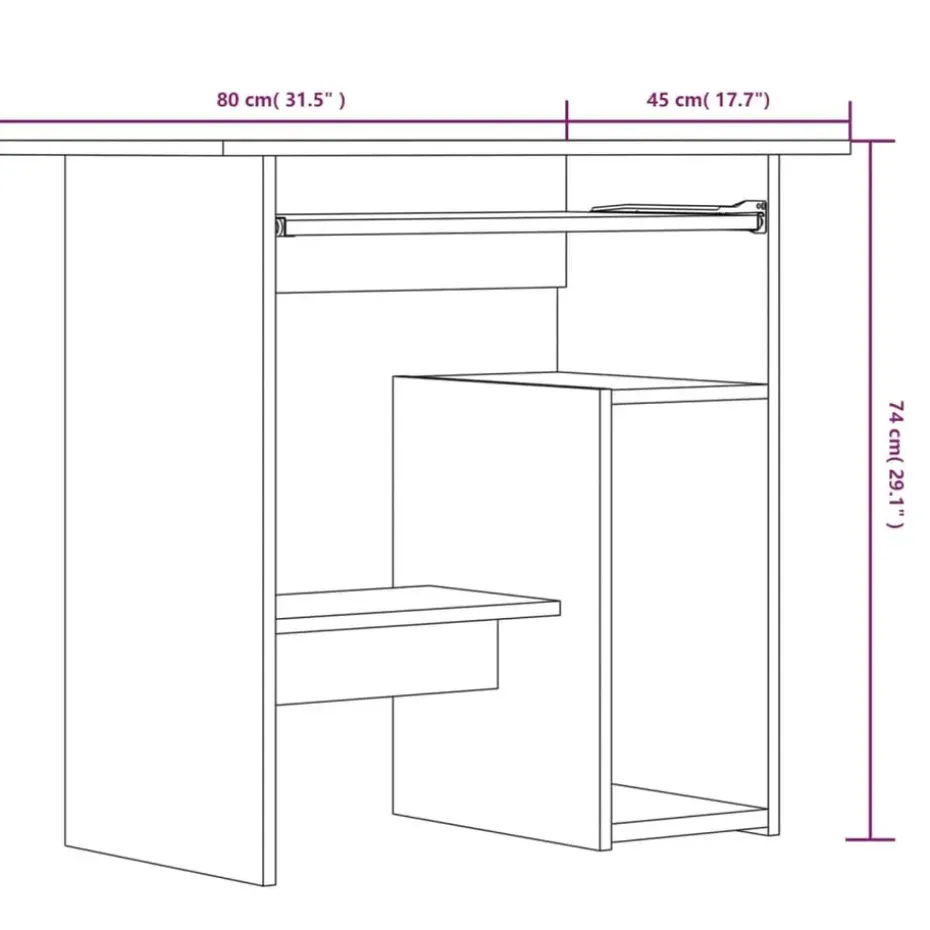 vidaXL - Bureau - Grijs - Bewerkt hout