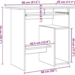 vidaXL - Bureau - Grijs - Bewerkt hout