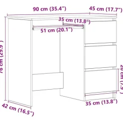 vidaXL - Bureau - Grijs - Bewerkt hout