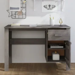 vidaXL - Bureau - Grijs - Grenenhout