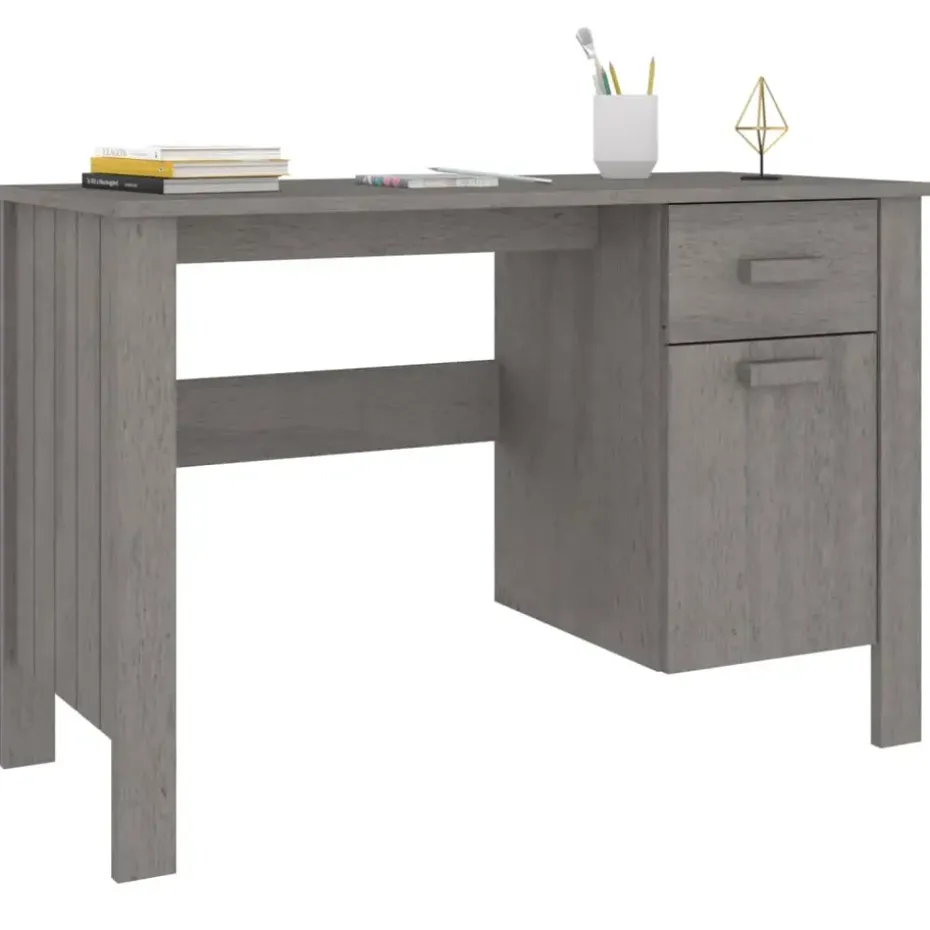 vidaXL - Bureau - Grijs - Grenenhout