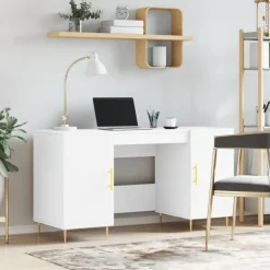 vidaXL - Bureau - Wit - Bewerkt hout