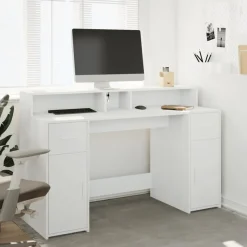 vidaXL - Bureau - Wit - Bewerkt hout - 140 x 55 x 91 cm