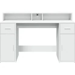 vidaXL - Bureau - Wit - Bewerkt hout - 140 x 55 x 91 cm