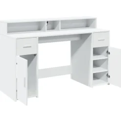 vidaXL - Bureau - Wit - Bewerkt hout - 140 x 55 x 91 cm