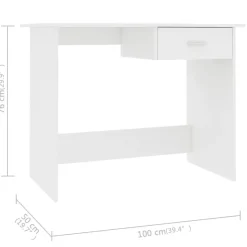 vidaXL - Bureau - Wit - Bewerkt hout
