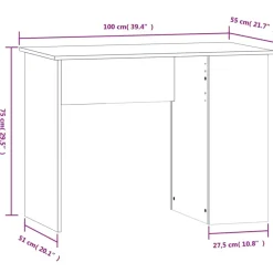 vidaXL - Bureau - Wit - Bewerkt hout