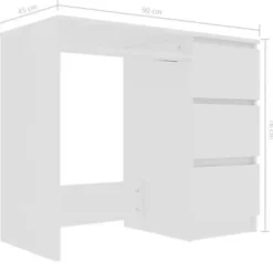 vidaXL - Bureau - Wit - Bewerkt hout