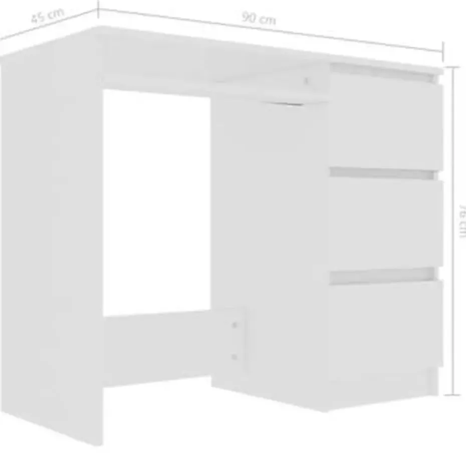 vidaXL - Bureau - Wit - Bewerkt hout