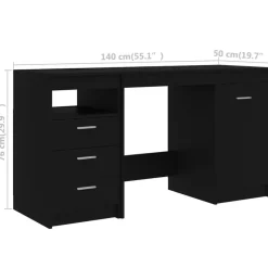 vidaXL - Bureau - Zwart - Bewerkt hout
