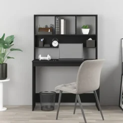 vidaXL - Bureau - Zwart - Bewerkt hout