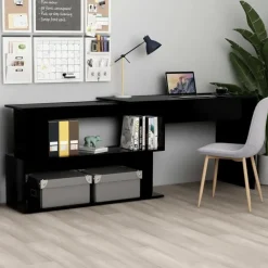 vidaXL - Bureau - Zwart - Bewerkt hout