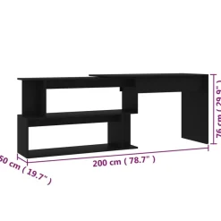 vidaXL - Bureau - Zwart - Bewerkt hout