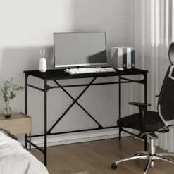 vidaXL - Bureau - Zwart - Bewerkt hout