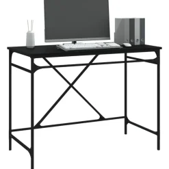 vidaXL - Bureau - Zwart - Bewerkt hout