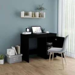 vidaXL - Bureau - Zwart - Bewerkt hout