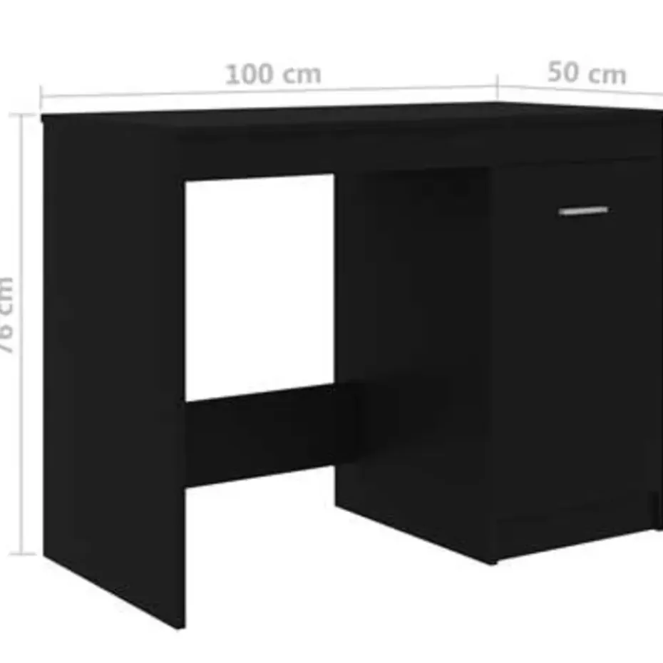 vidaXL - Bureau - Zwart - Bewerkt hout