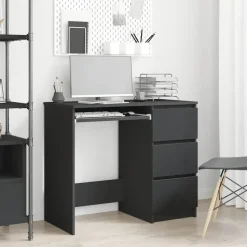 vidaXL - Bureau - Zwart - Bewerkt hout