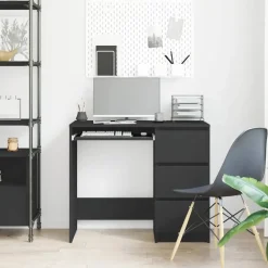 vidaXL - Bureau - Zwart - Bewerkt hout