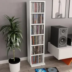 vidaXL - Cd-kast - Wit - Bewerkt hout